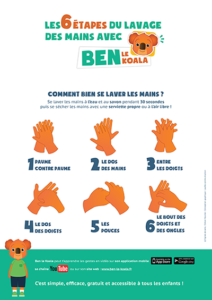 Les 6 étapes du lavage des mains avec Ben le koala